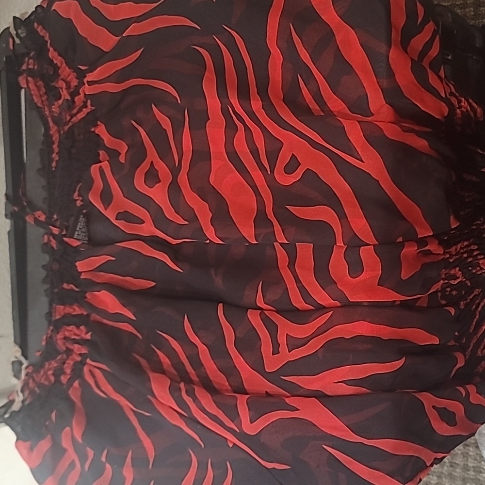 Womens Red & Black Blouse